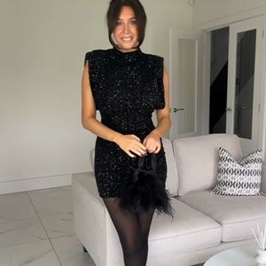 Zara Shoulder pad sequin dress